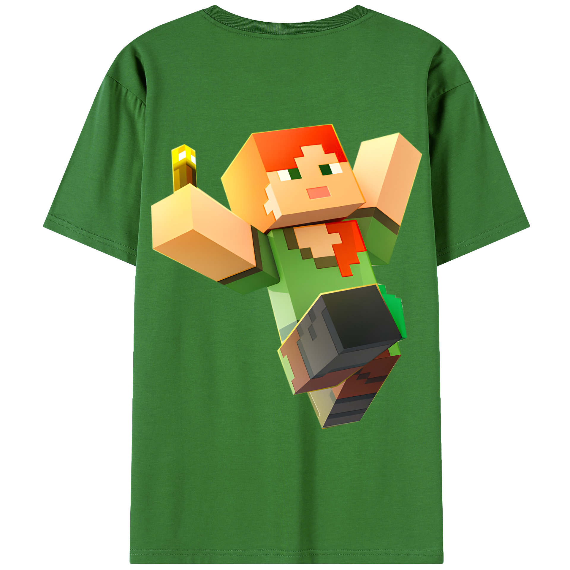 （画像用） マインクラフト ブロックの世界 Minecraft MC Block world レディース半袖Tシャツ(バックプリント)